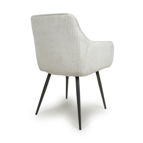 Denver Dining Chair in White Corduroy