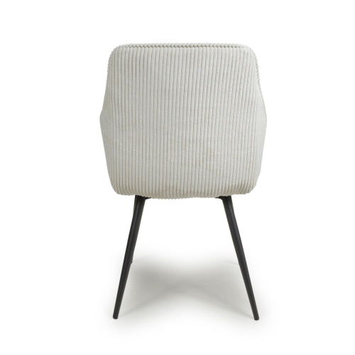 Denver Dining Chair in White Corduroy