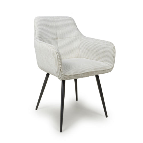 Denver Dining Chair in White Corduroy