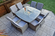 Edwina Dining Set in Special Grey Weave with Gas Firepit