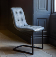 Hampton Dining Chair in Grey Leather