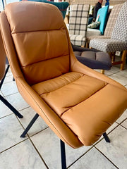 Clearance Arnhem Swivel Dining Chair in Saddle Tan Leather