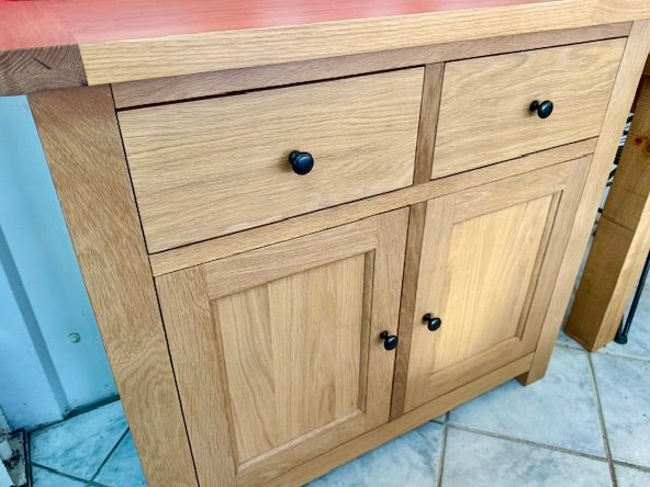 Clearance 2 Over 2 Oak Storage Sideboard