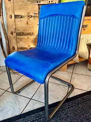 Clearance James Dining Chair in Blue Leather