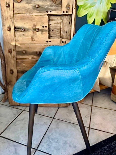 Clearance Lewis Dining Chair in Turquoise Leather