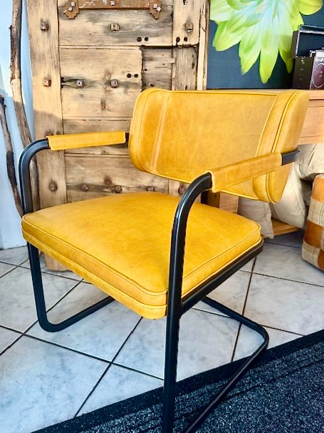 Clearance Jimmy Dining Chair in Mustard Leather