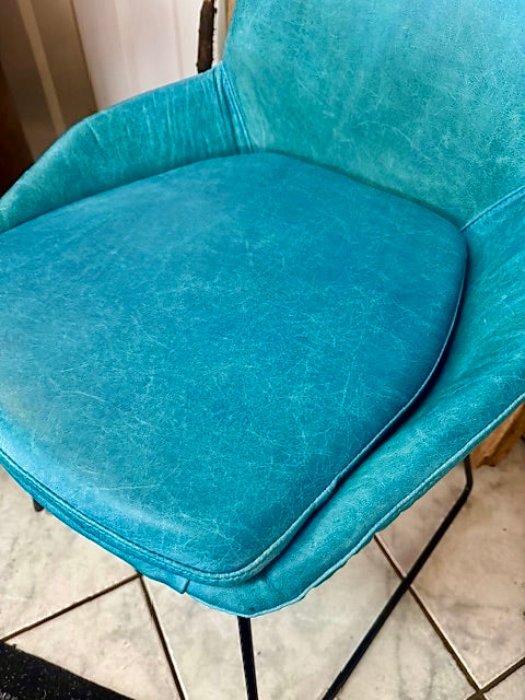 Clearance Rick Dining Chair in Turquoise Leather