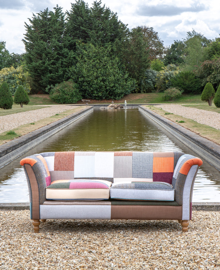 Granby 2-Seater Sofa Plain Back Sofa with Patchwork