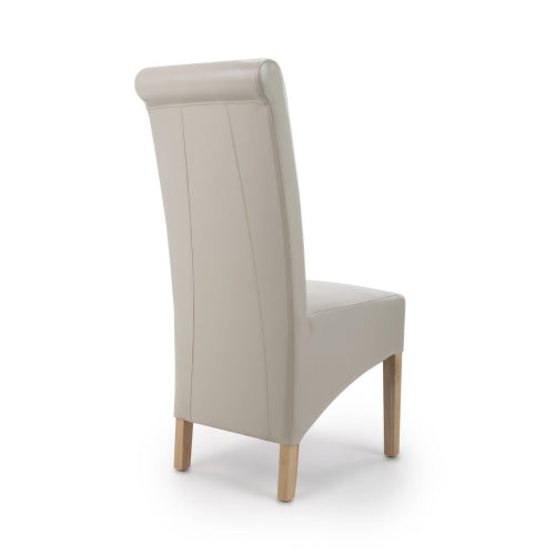 Krista Roll Back Dining Chair in Ivory Leather