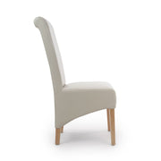 Krista Roll Back Dining Chair in Ivory Leather