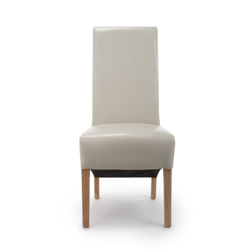 Krista Roll Back Dining Chair in Ivory Leather