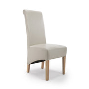 Krista Roll Back Dining Chair in Ivory Leather