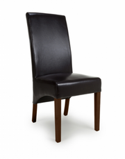 Kenton Dining Chair in Black Leather with Dark Legs
