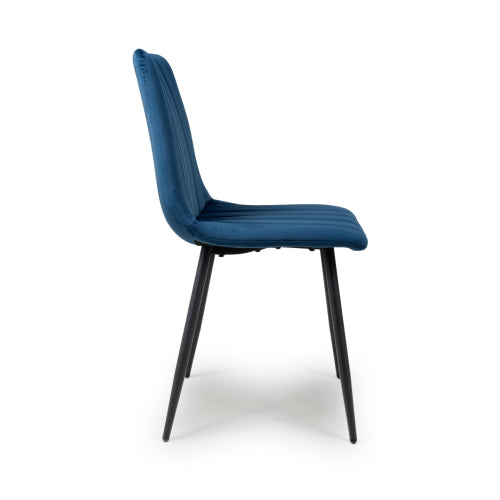 Lisbon Dining Chair in Blue Velvet