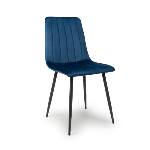 Lisbon Dining Chair in Blue Velvet