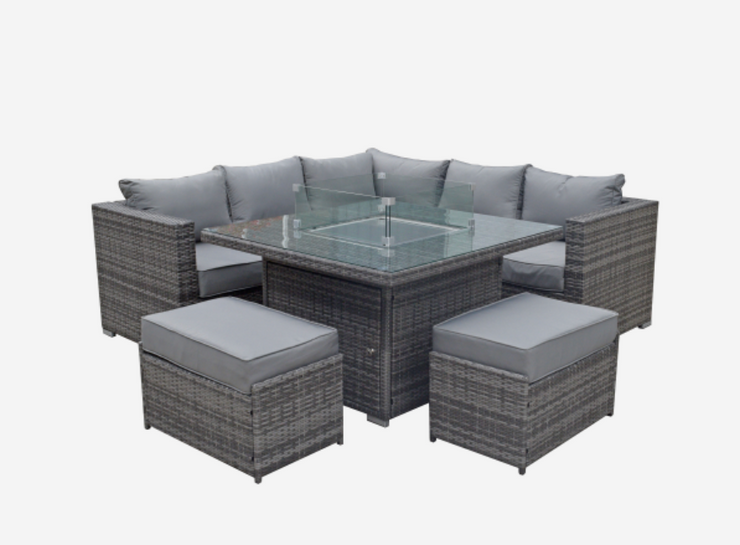 Milan Gas Firepit Table in Grey