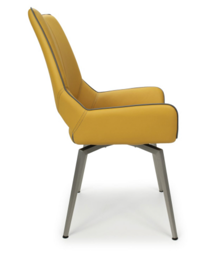 Mako Dining Chair in Yellow Leather