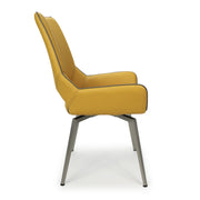 Mako Swivel Dining Chair in Yellow Leather