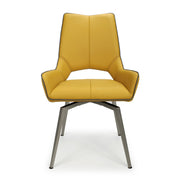 Mako Swivel Dining Chair in Yellow Leather