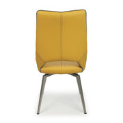 Mako Swivel Dining Chair in Yellow Leather