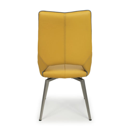 Mako Swivel Dining Chair in Yellow Leather