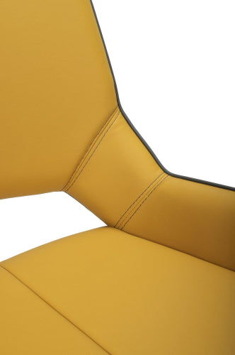 Mako Swivel Dining Chair in Yellow Leather