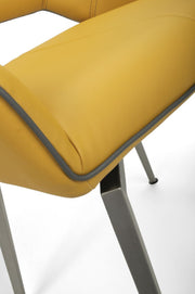 Mako Swivel Dining Chair in Yellow Leather