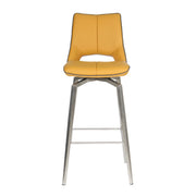 Mako Swivel Bar Stool in Yellow Leather