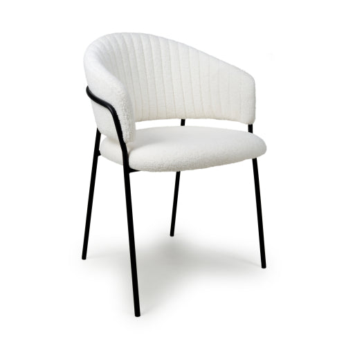 Maya Dining Chair in Boucle White