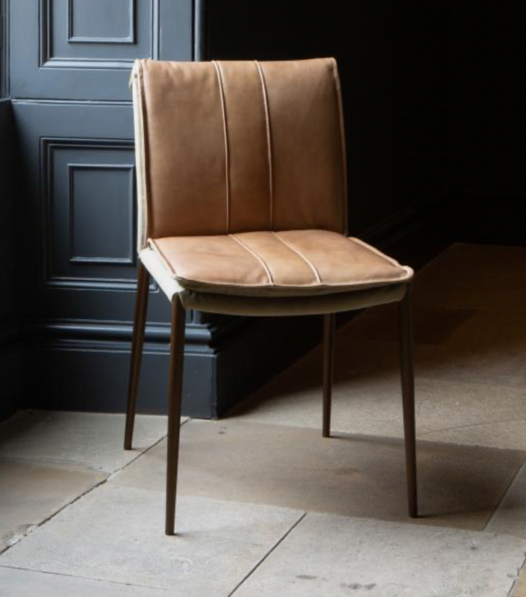 Melrose Dining Chair in Brown Leather