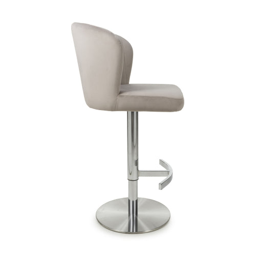 Omega Swivel Bar Stool in Mink Velvet