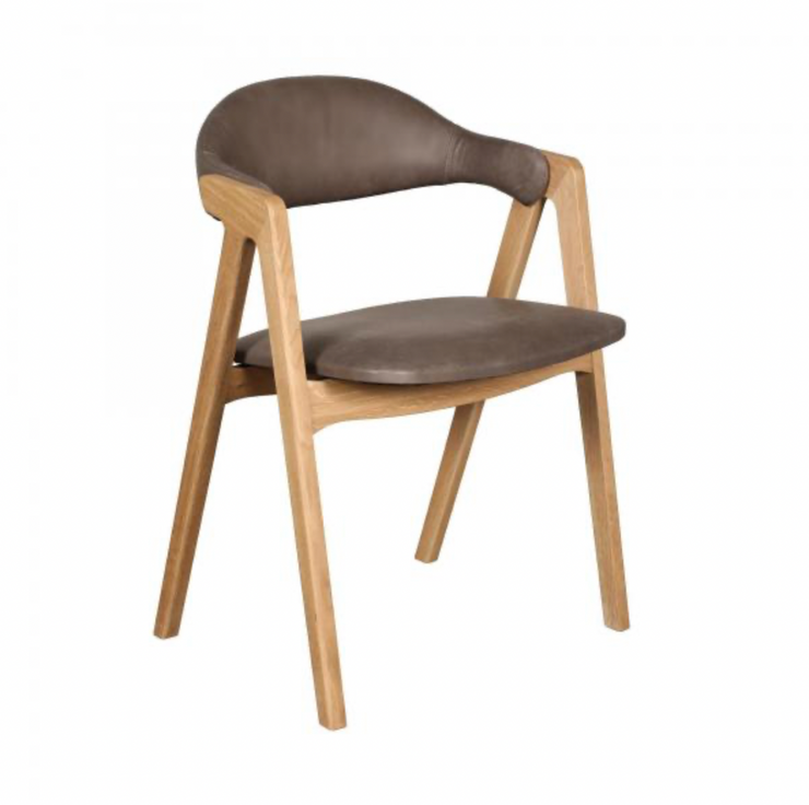 Ossby Chair in Grey Leather with Grey Legs