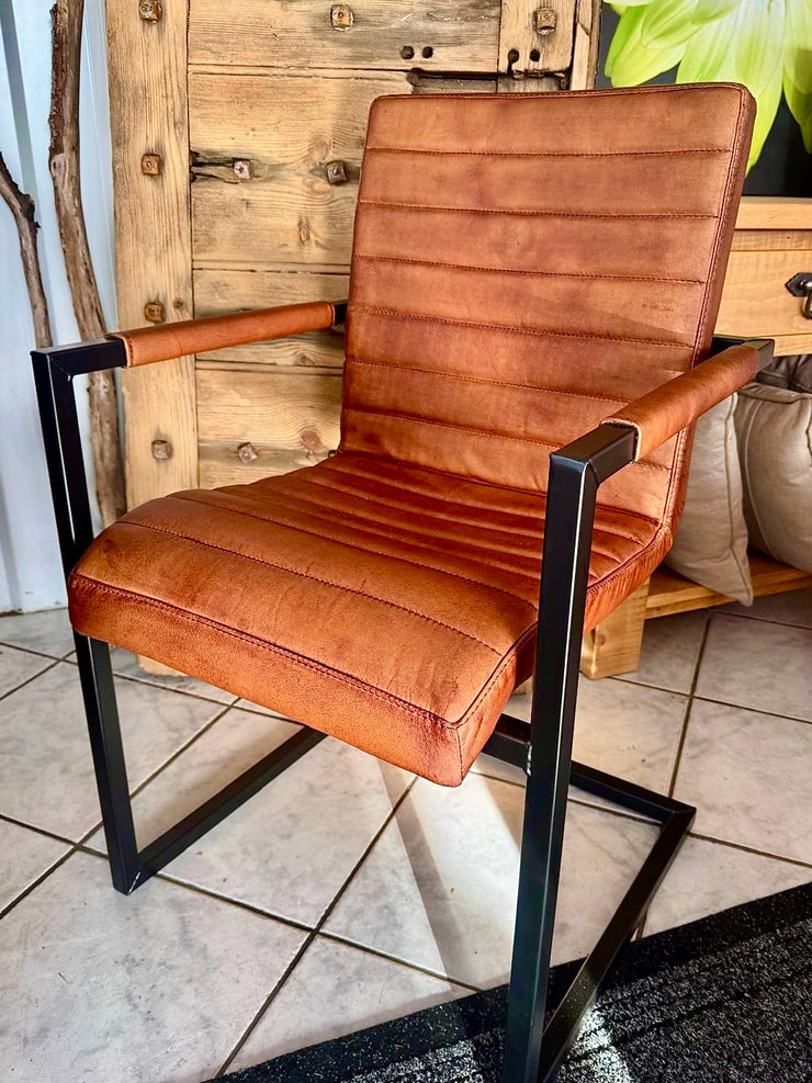 Clearance Sabina Dining Chair in Brown Leather