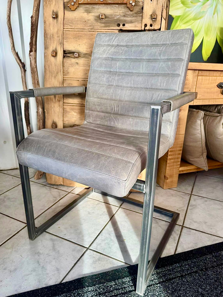 Clearance Sabina Dining Chair in Grey Leather