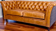 Caesar 2-Seater Sofa in Brown Cerrato and Uist Night