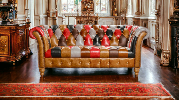 Presbury Leather Patchwork 2-Seater Sofa