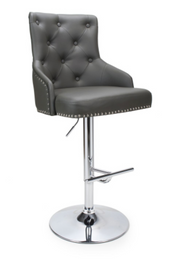 Rocco Bar Stool in Graphite Grey Leather