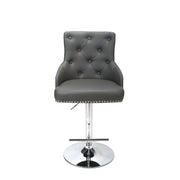 Rocco Bar Stool in Graphite Grey Leather