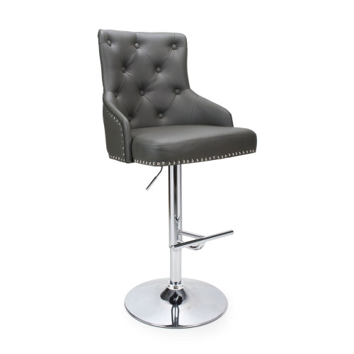 Rocco Bar Stool in Graphite Grey Leather