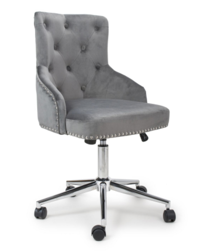 Rocco Office Chair in Grey Brushed Velvet