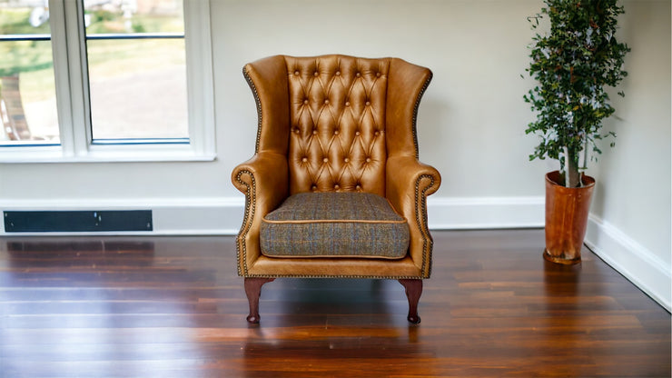 Royal Wing Chair in Brown Cerrato and Uist Night