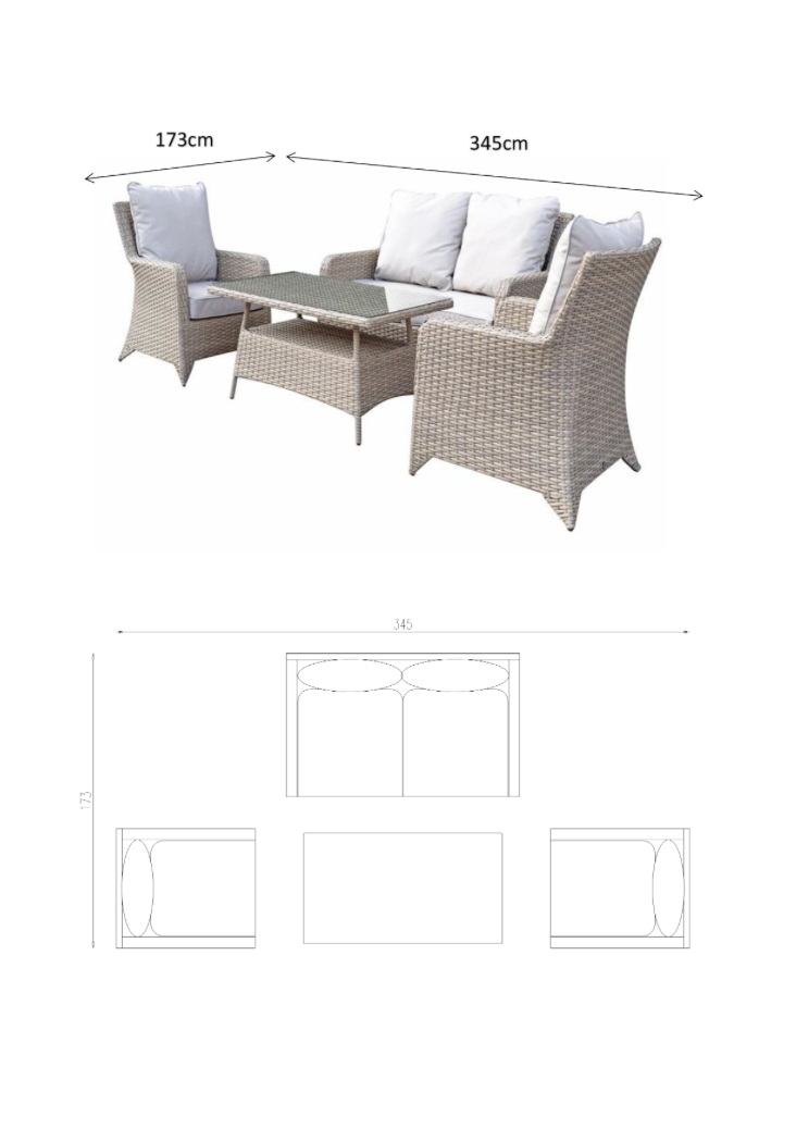 Sarah 4-Seater Sofa Set