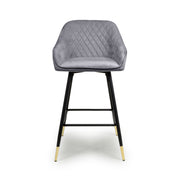 Savannah Bar Stool in Grey Velvet