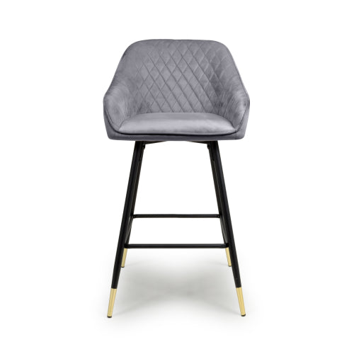 Savannah Bar Stool in Grey Velvet