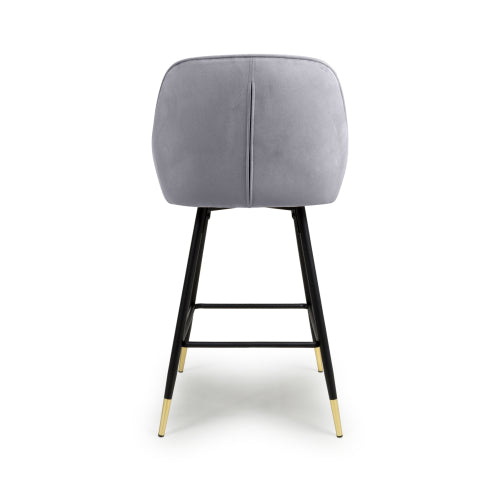 Savannah Bar Stool in Grey Velvet