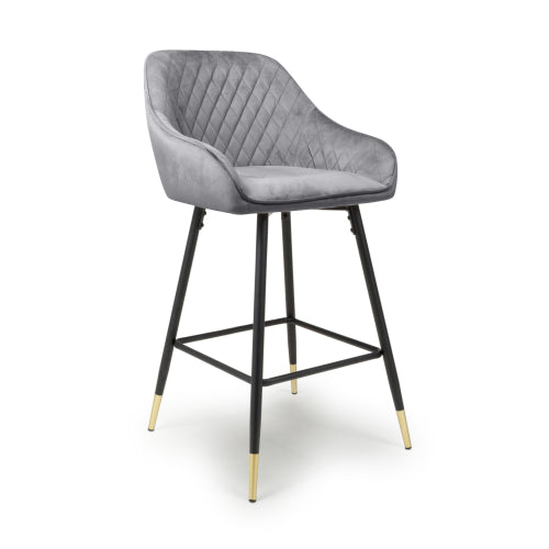 Savannah Bar Stool in Grey Velvet