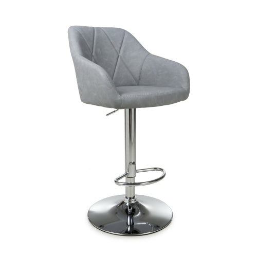 Serena Bar Stool in Light Grey Leather