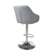 Serena Bar Stool in Light Grey Leather