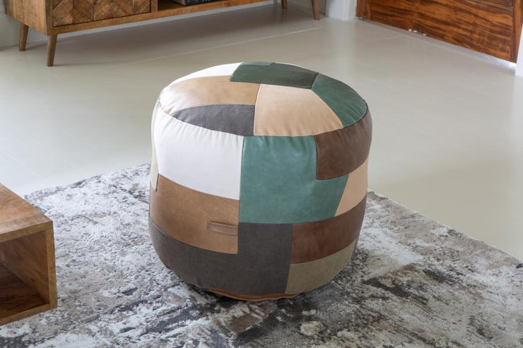 Soho Small Patchwork Leather and Tweed Footstool