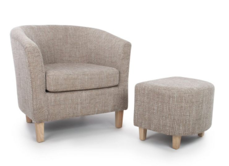 Tub Tweed Chair and Stool Set